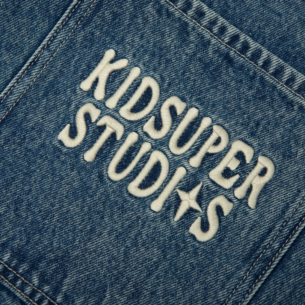 Patches Denim Shorts - Washed Blue