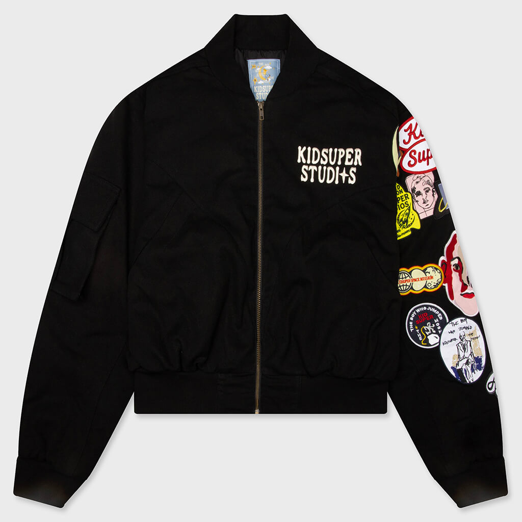 Patches Bomber Jacket - Black
