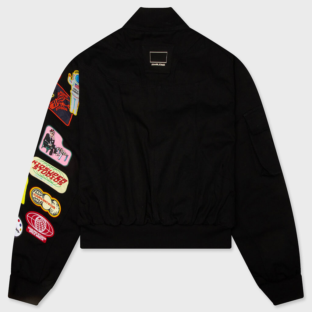 Patches Bomber Jacket - Black