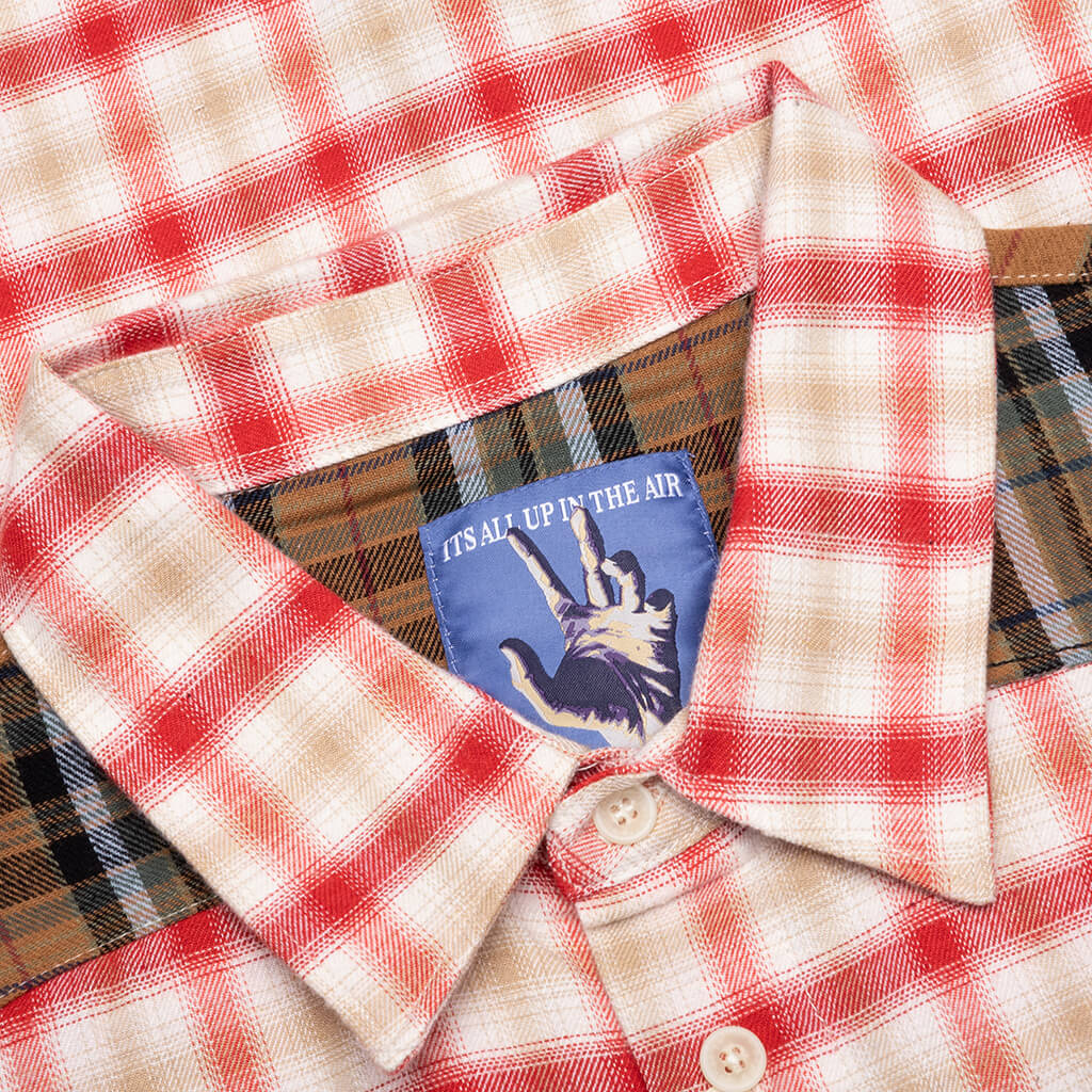 Patchwork Face Flannel Shirt - Red