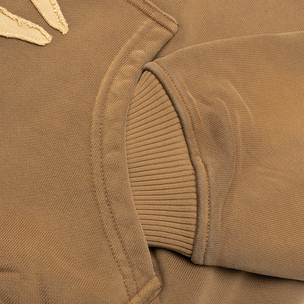 Patchwork Face Heavyweight Zip Up Hoodie - Dark Brown