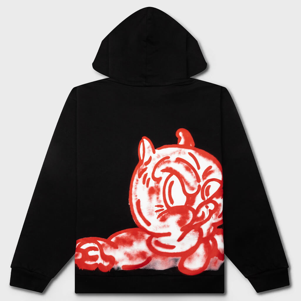 Piggy And Logo Print On Sweatshirt - Black