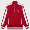 Pin Tuck Half Zip Track Top - Red/Ecru