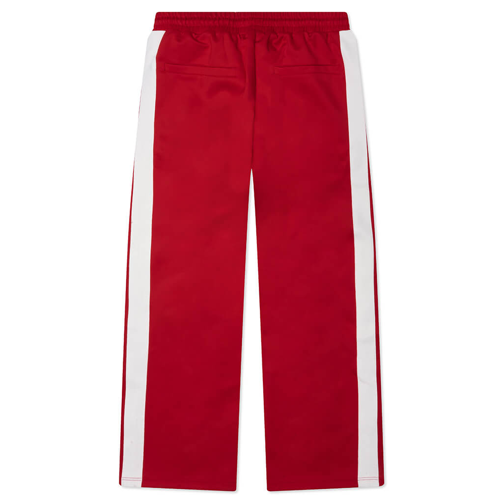 Pin Tuck Joggers - Red/Ecru