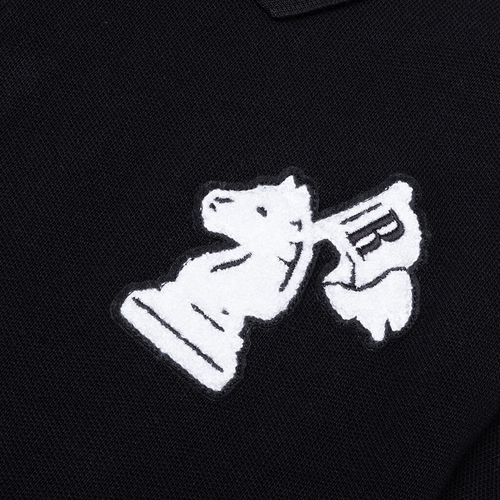 Pique Boxy Polo Shirt - Black/White