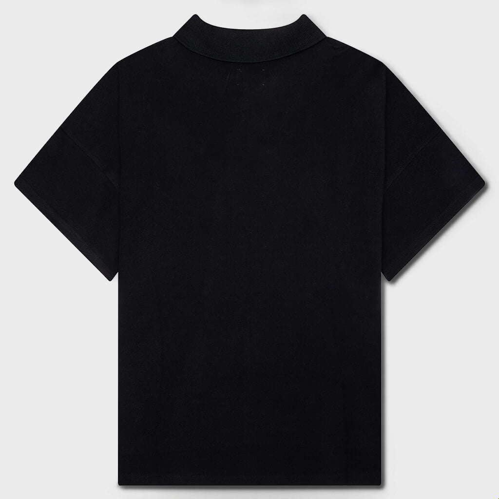 Pique Boxy Polo Shirt - Black/White