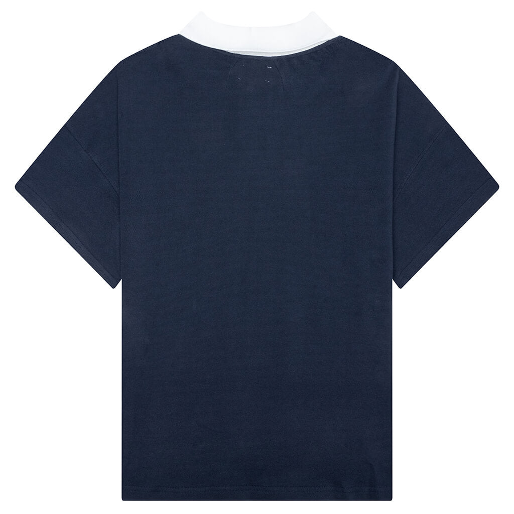 Pique Polo - Dark Navy/White
