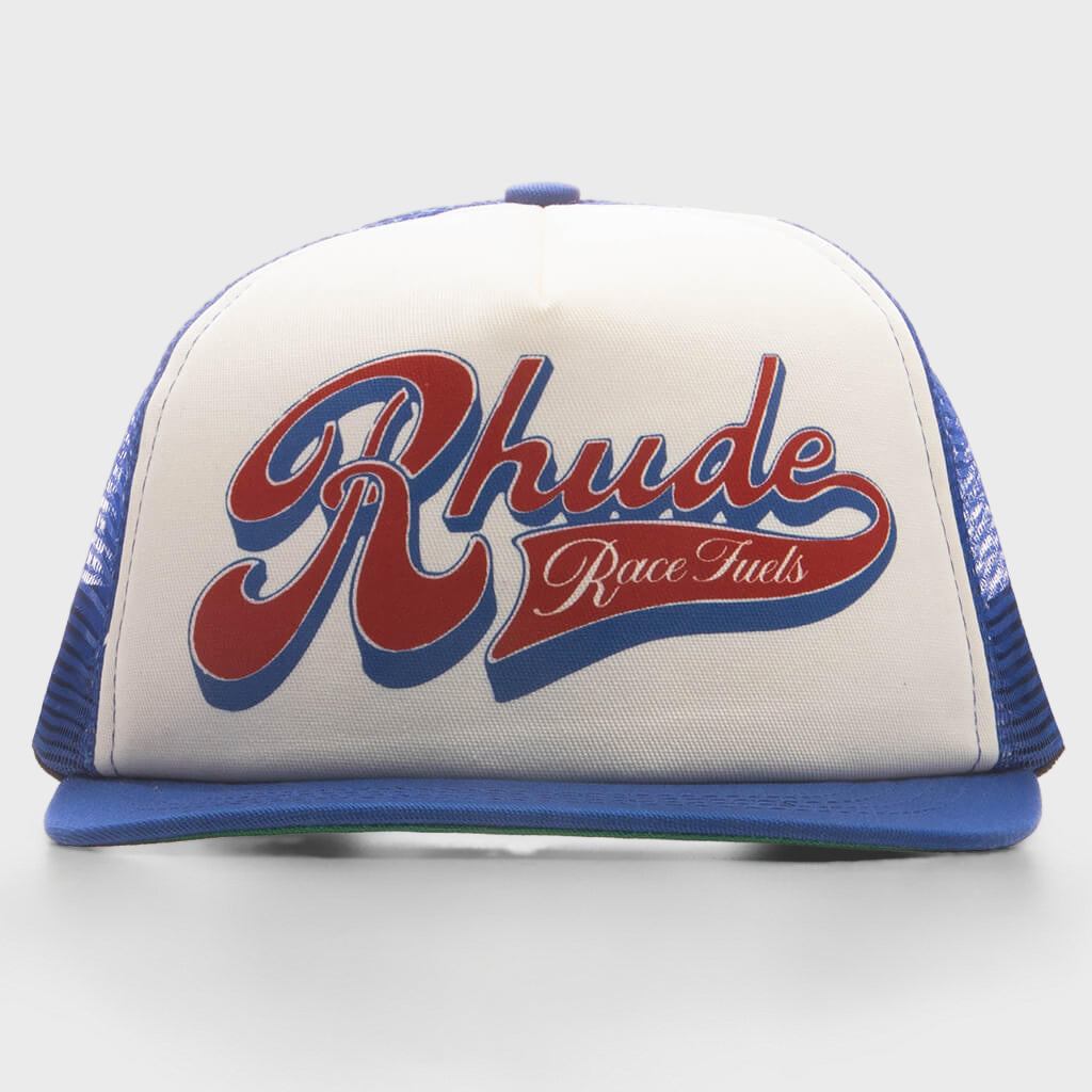 Pit Stop Trucker Hat - White/Blue/Red