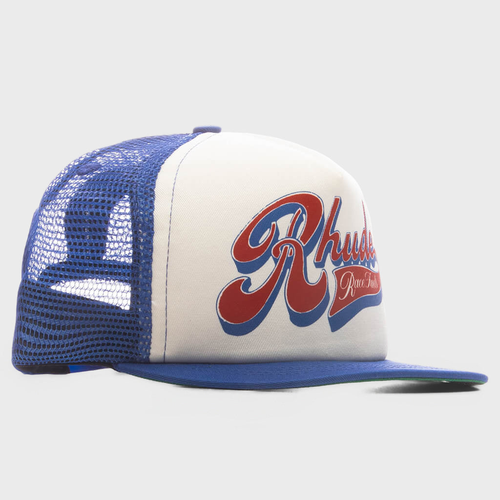 Pit Stop Trucker Hat - White/Blue/Red