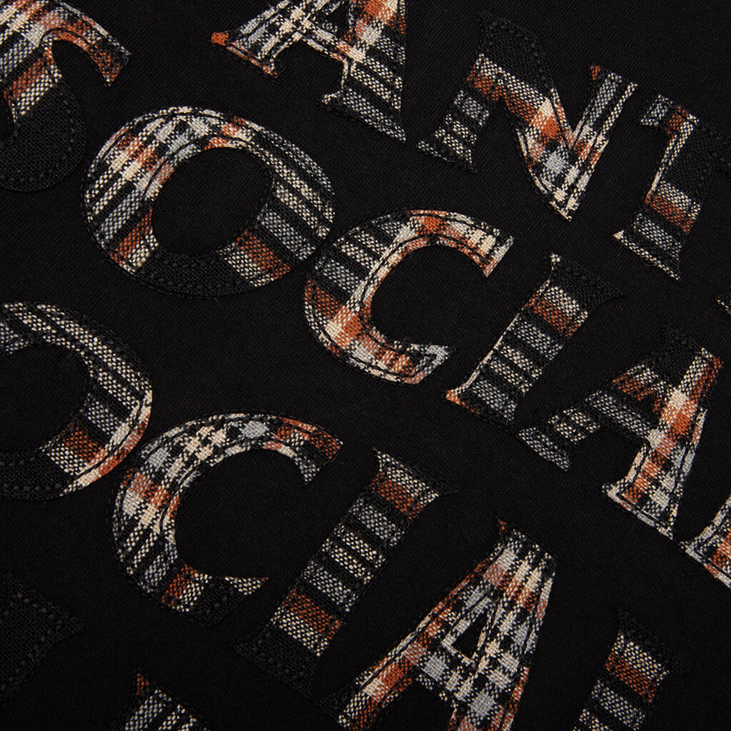 Plaid Applique Tee - Black/Plaid
