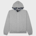 Plaid Lined Zip Hoodie - Grey Heather