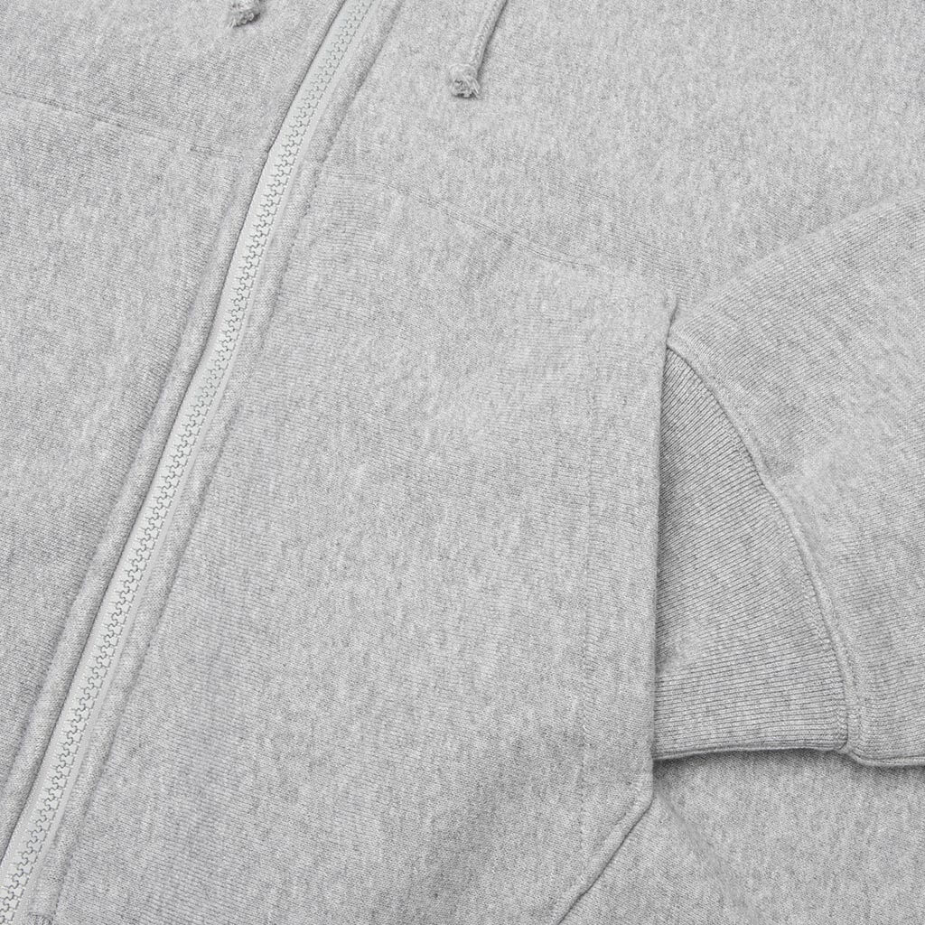 Plaid Lined Zip Hoodie - Grey Heather