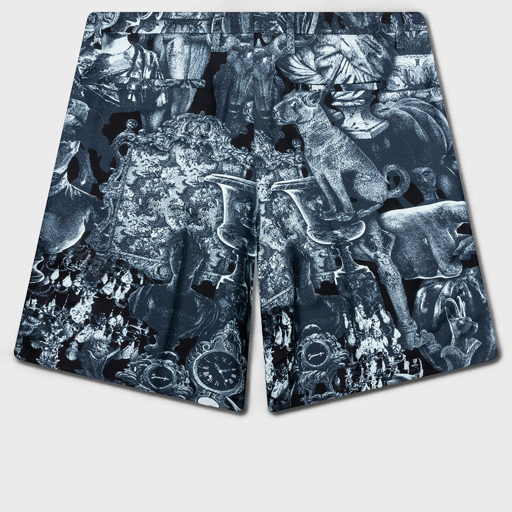 Silk Bermuda Shorts with Hubert Objects - Black/Navy