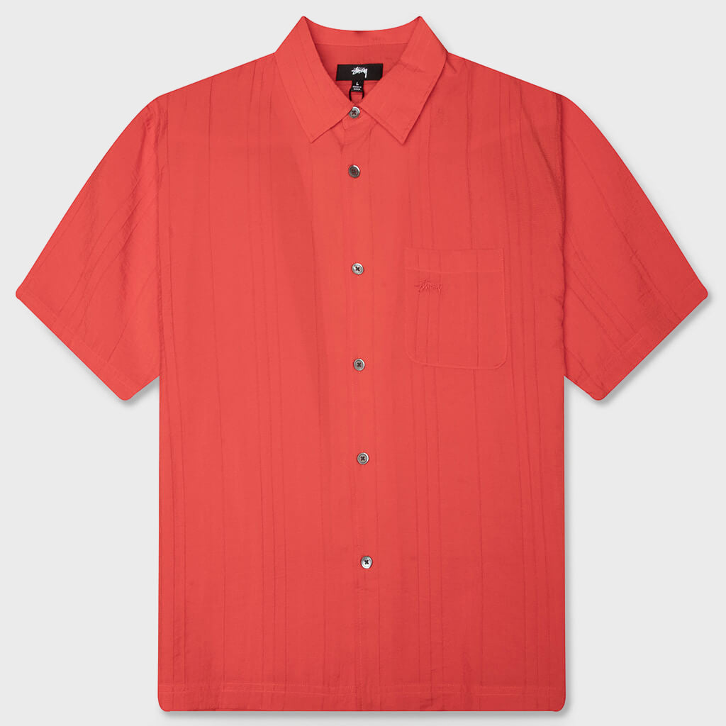 Pleated Textured Shirt - Red