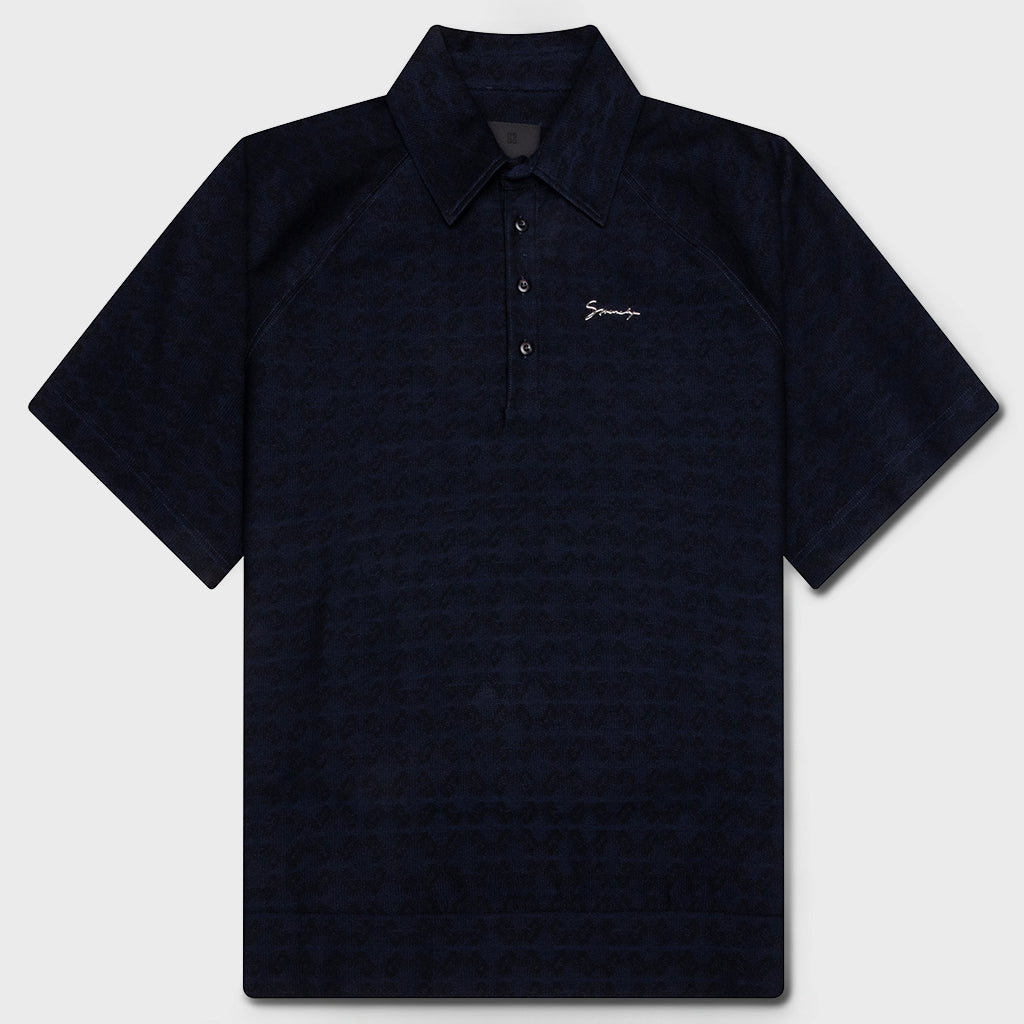 Monogram 72 Jacquard Polo - Black/Navy