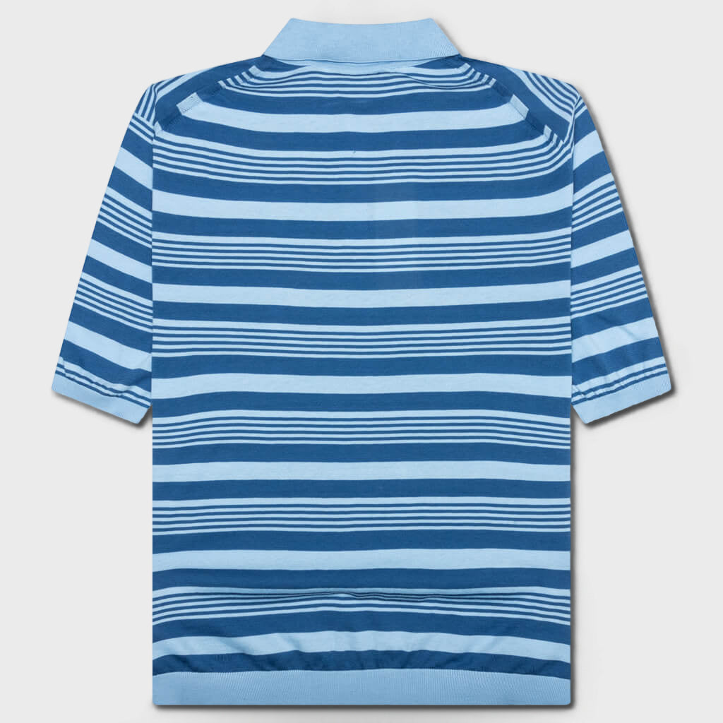 Mixed Striped Polo Shirt - Azure