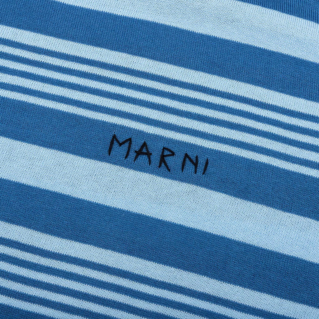 Mixed Striped Polo Shirt - Azure
