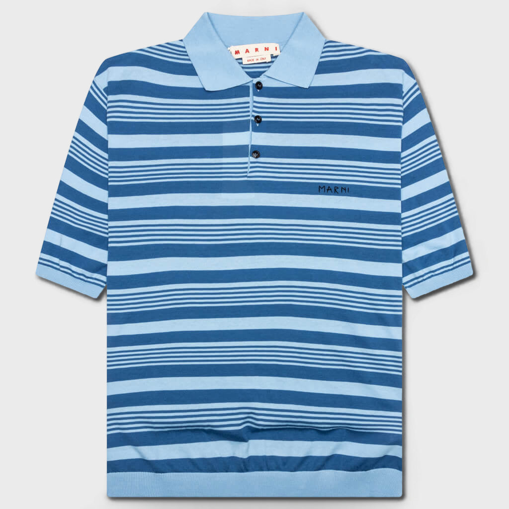 Mixed Striped Polo Shirt - Azure