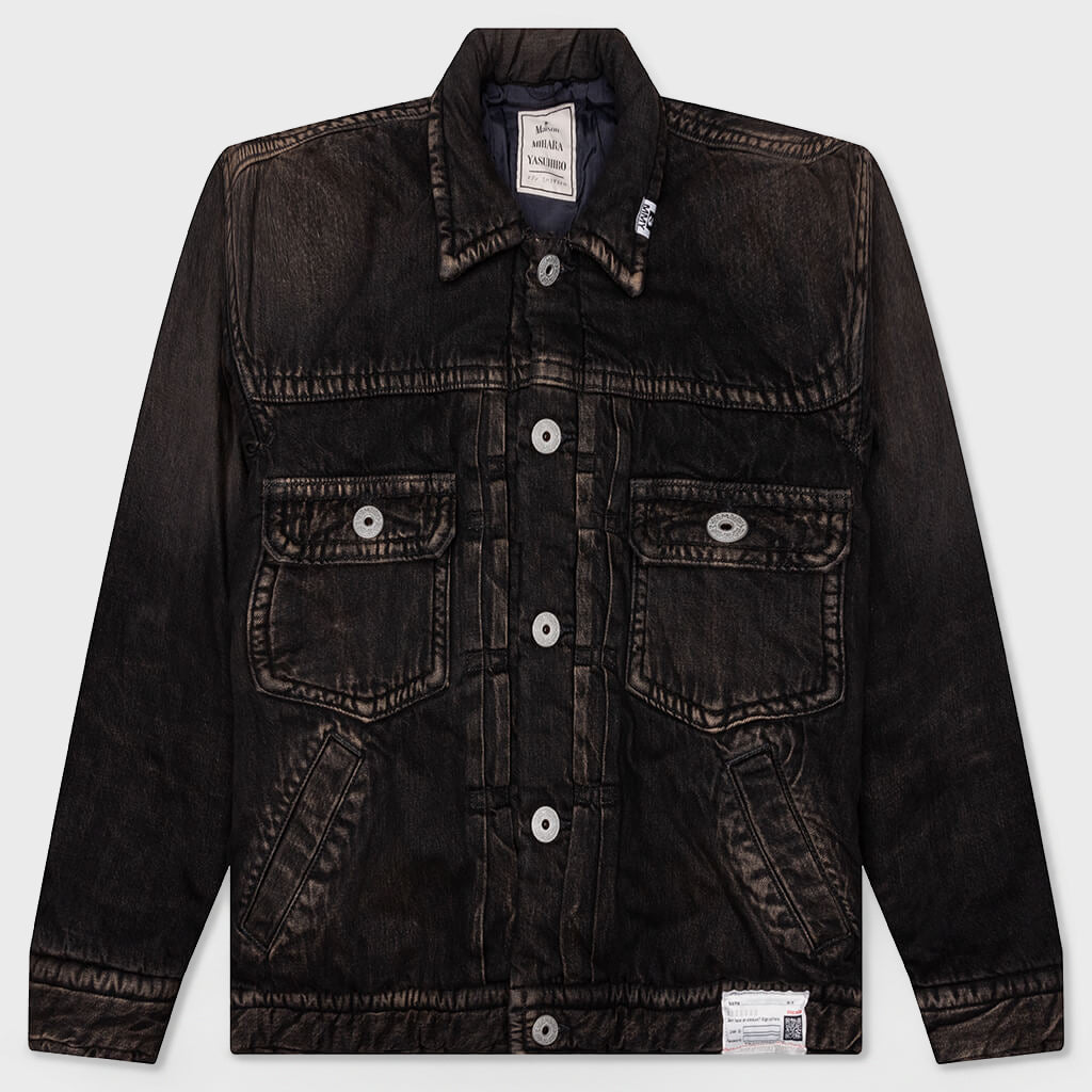 Puffer Denim Jacket - Black