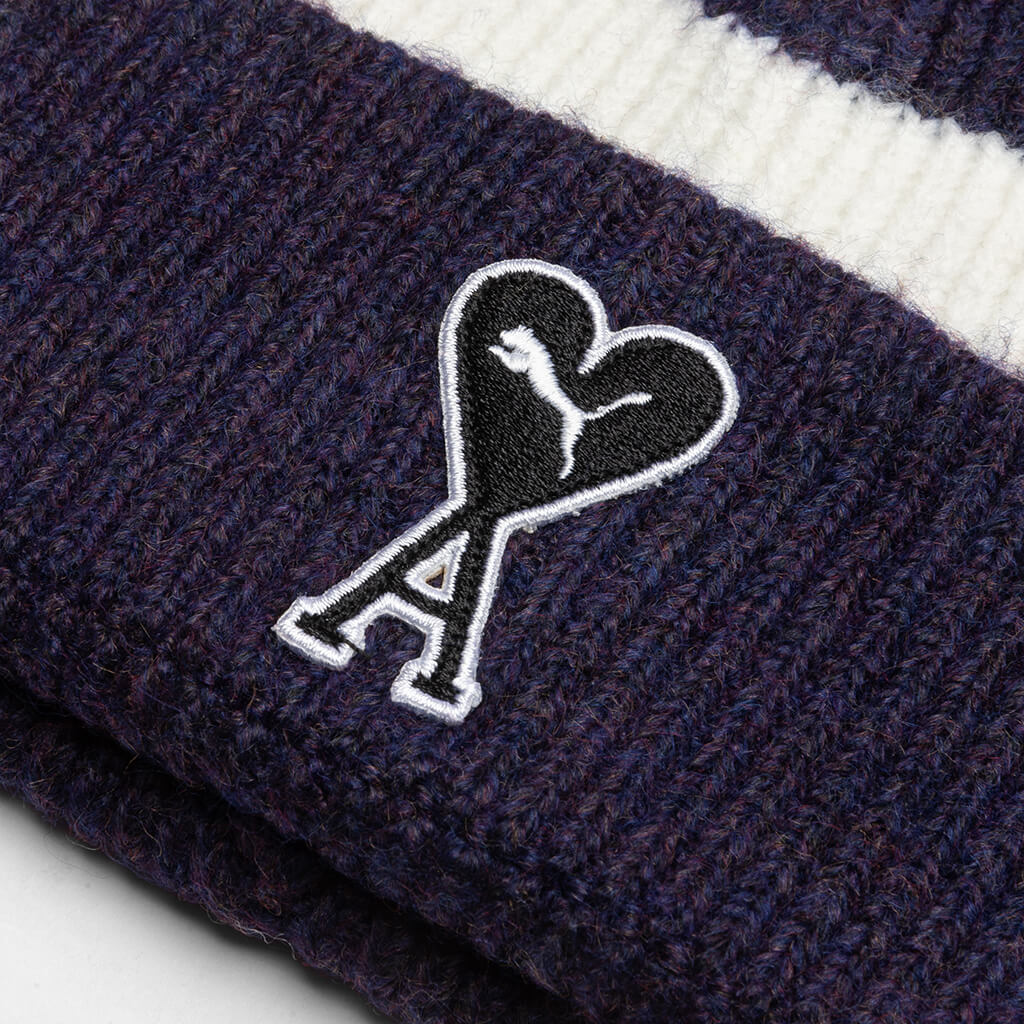Beanie - Deep Plum/White