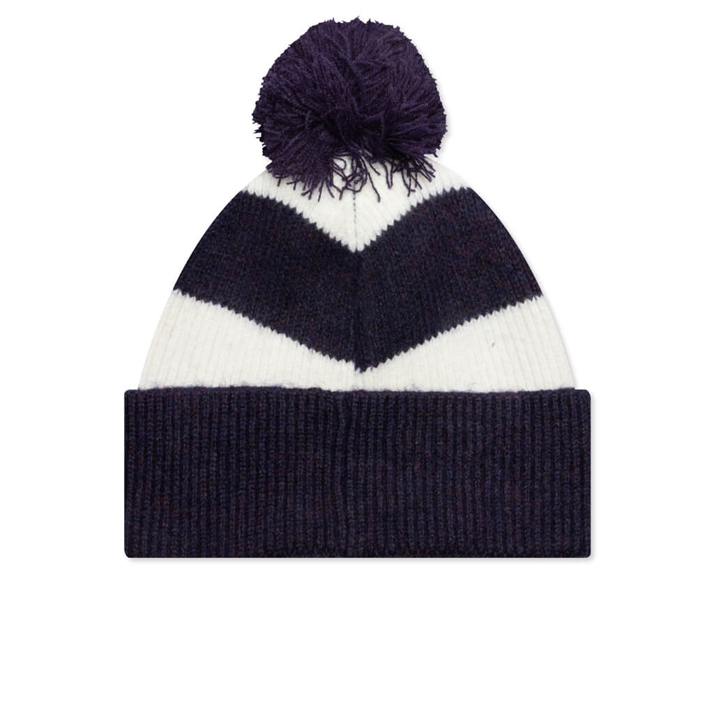 Beanie - Deep Plum/White