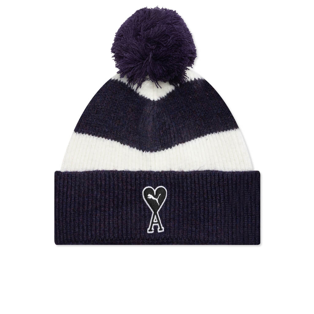 Beanie - Deep Plum/White