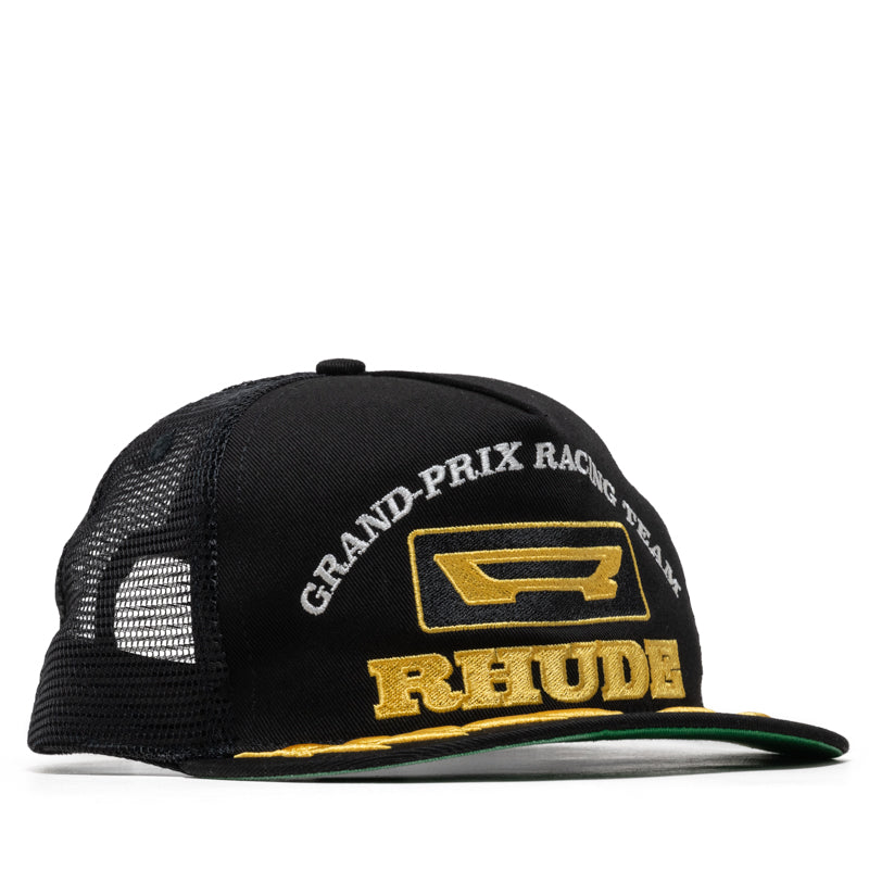 Rhude Racing Panel Trucker Hat - Black/Yellow
