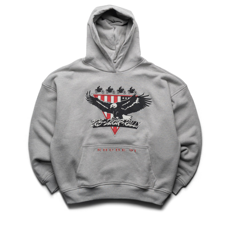 Rhude Stage Racing Hoodie - Heather Grey/Black