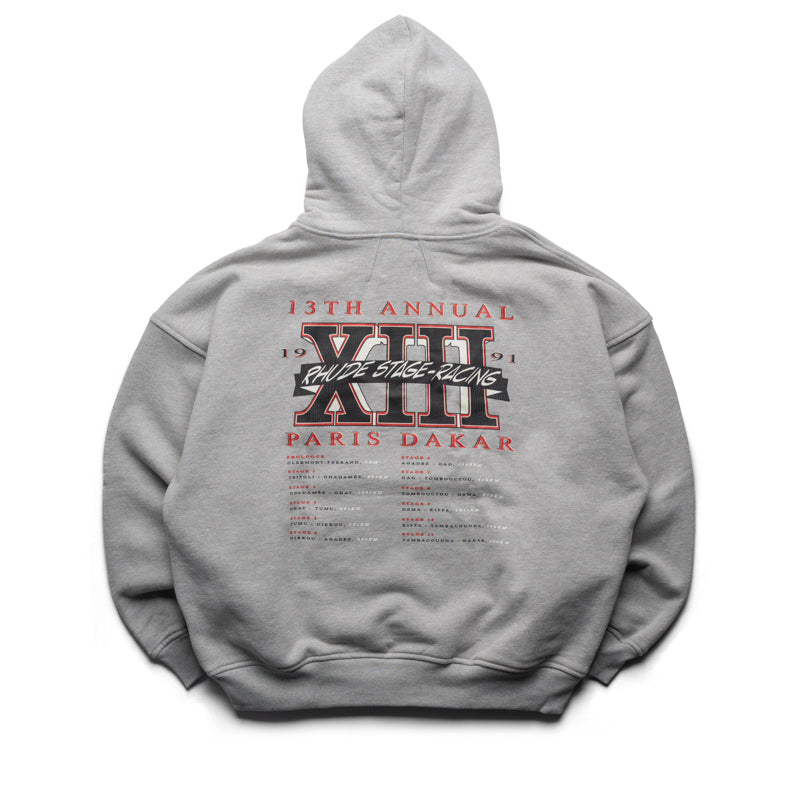 Rhude Stage Racing Hoodie - Heather Grey/Black
