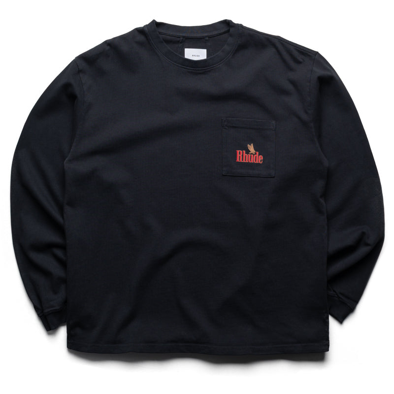 Rhude American Spirit L/S Pocket Tee - Vintage Black/Red