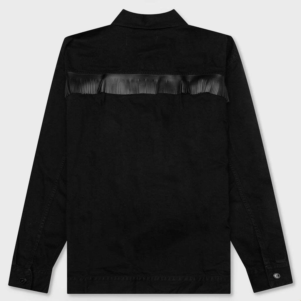 Jacket w/ Leather Fringes and Studs - Black