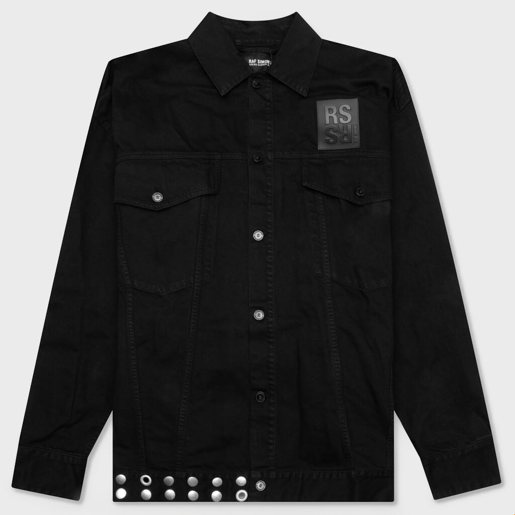 Jacket w/ Leather Fringes and Studs - Black