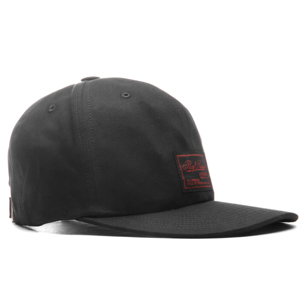 Cap with Embroidered Logo and Label - Black