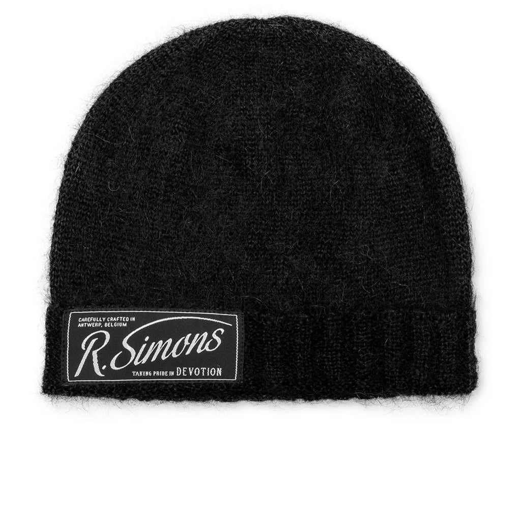 Knit Beanie With Woven Label - Black