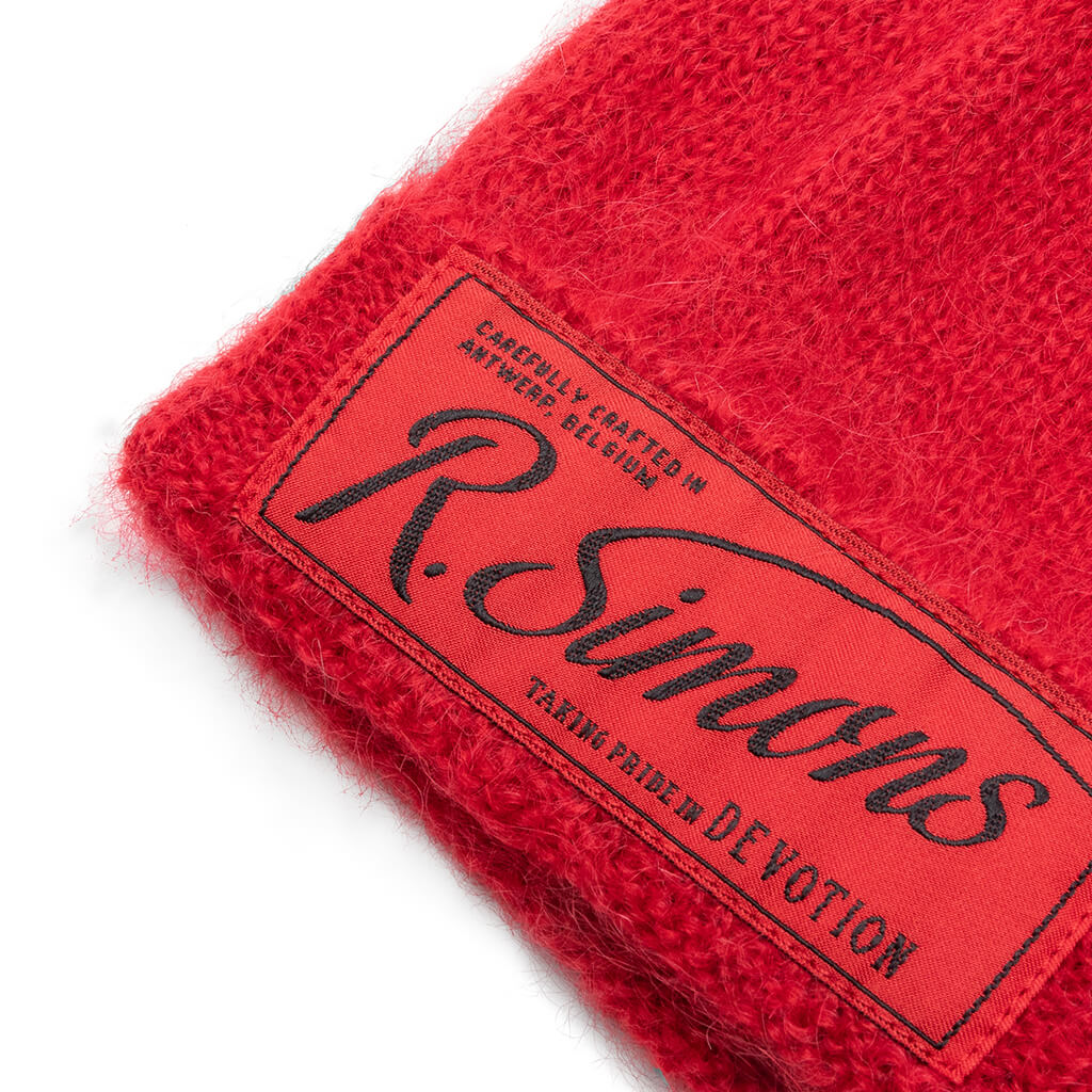 Knit Beanie With Woven Label - Red