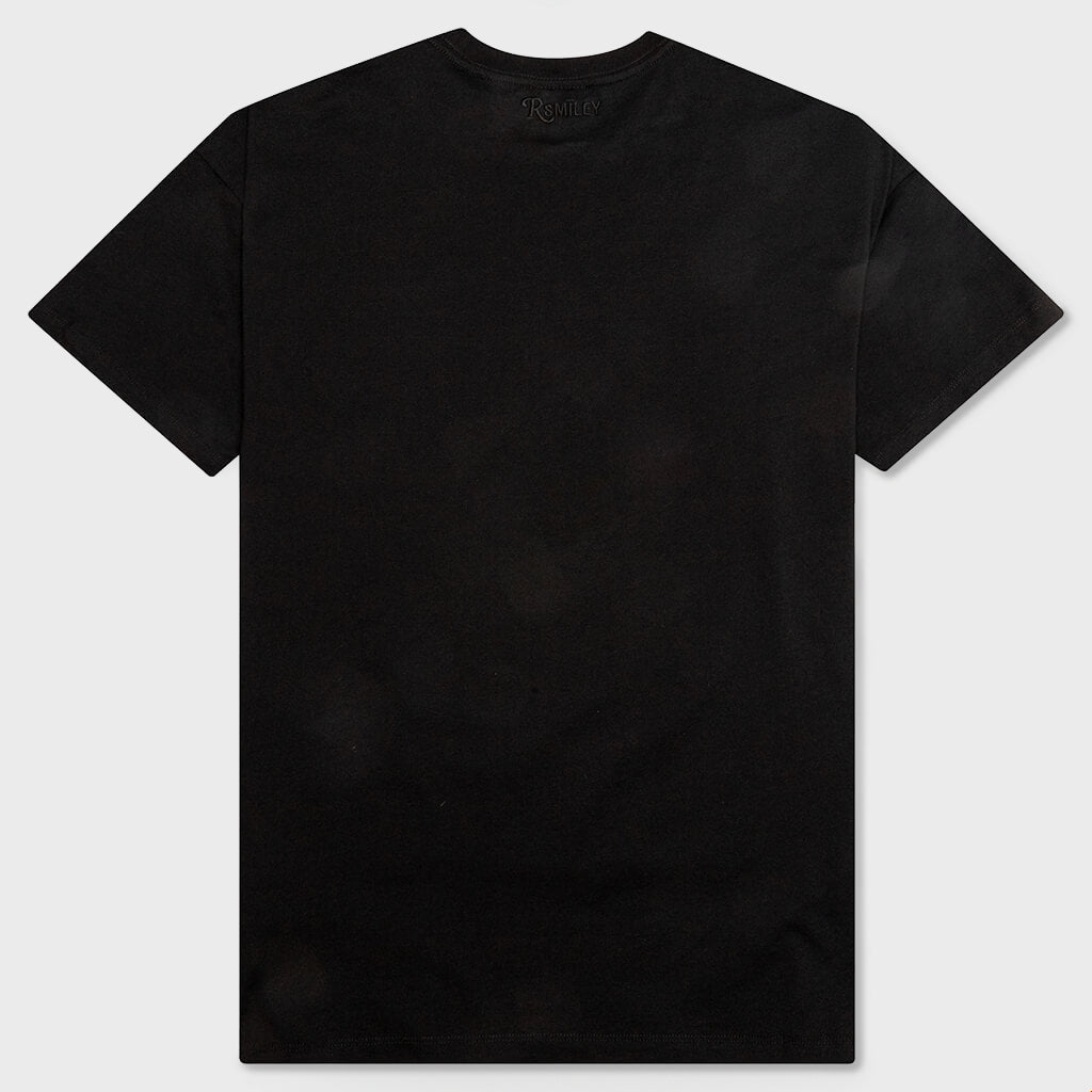 RSmiley Print Big Fit T-Shirt - Black