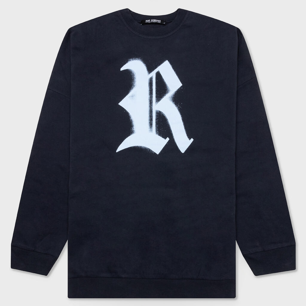 Crewneck Sweater w/ R Print - Dark Navy
