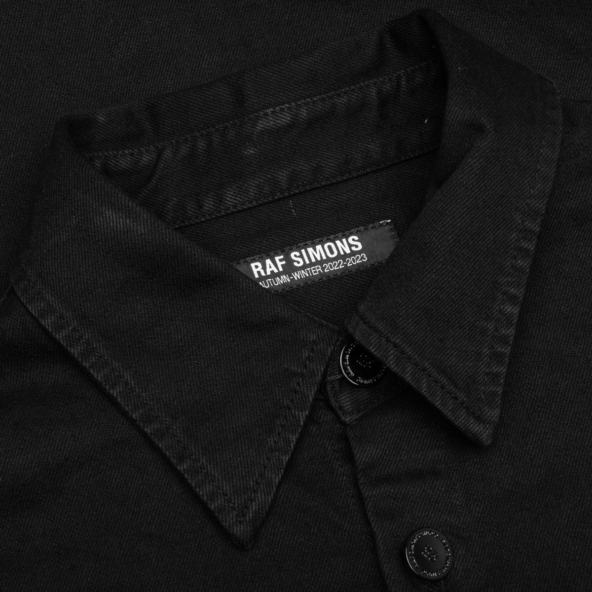 Oversized Bicolor R Pin Denim Shirt - Black
