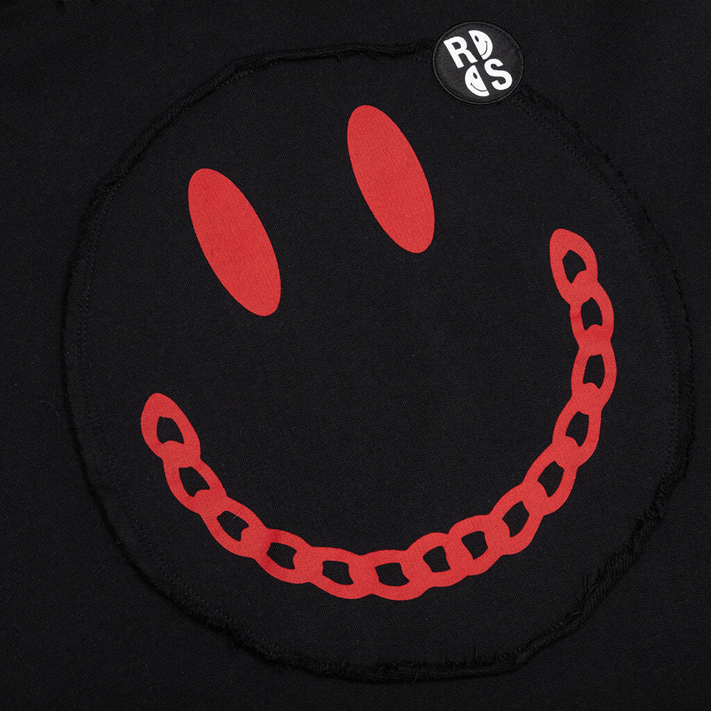 Print Destroy Washed Regular Fit Hoodie - Black