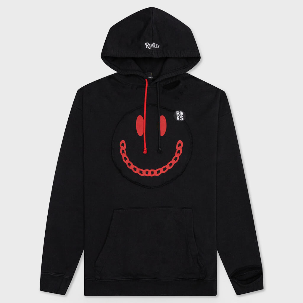 Print Destroy Washed Regular Fit Hoodie - Black