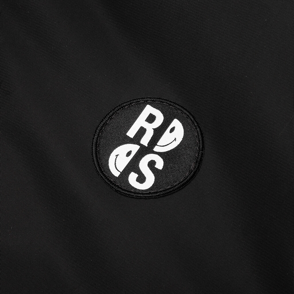 Print and Badge Bomber Jacket - Black