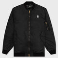 Print and Badge Bomber Jacket - Black