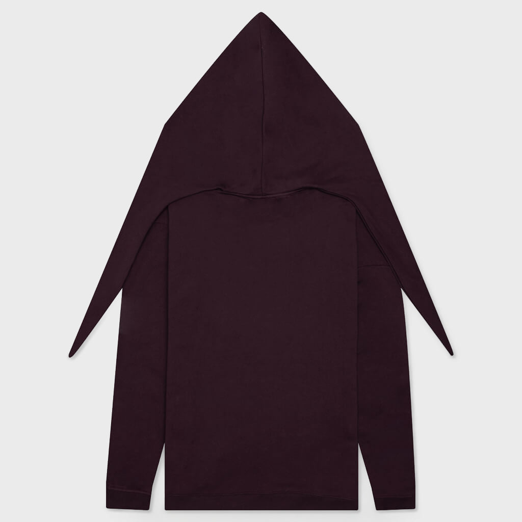 Regular Fit Hoodie with Knot Hood - Dark Aubergine