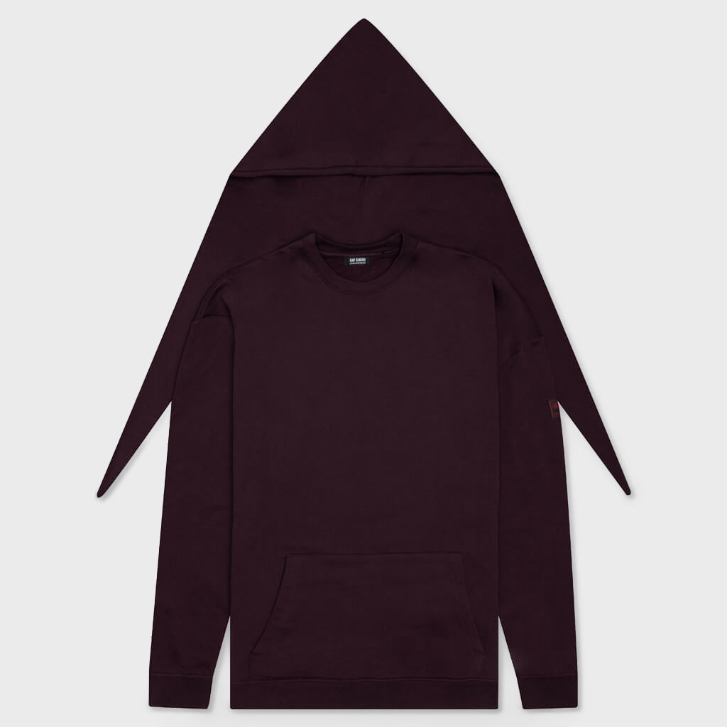 Regular Fit Hoodie with Knot Hood - Dark Aubergine