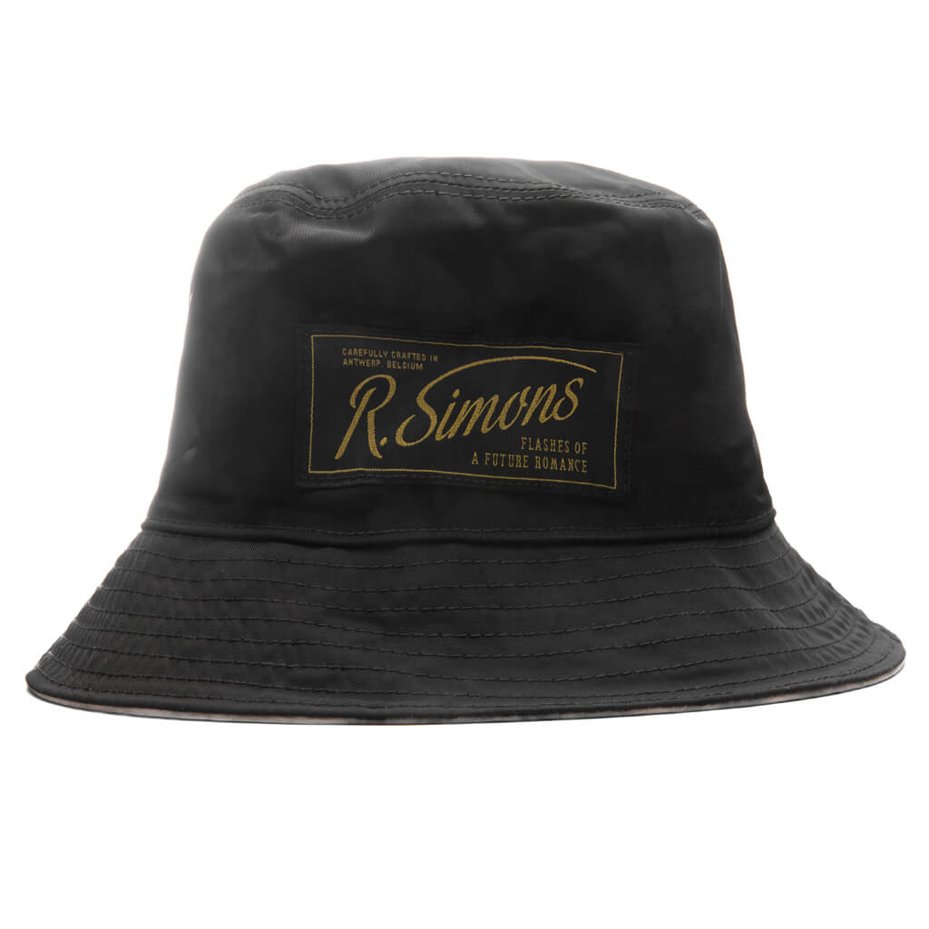 Reversible Bucket Hat with Woven Label - Light Grey/Grey Blue