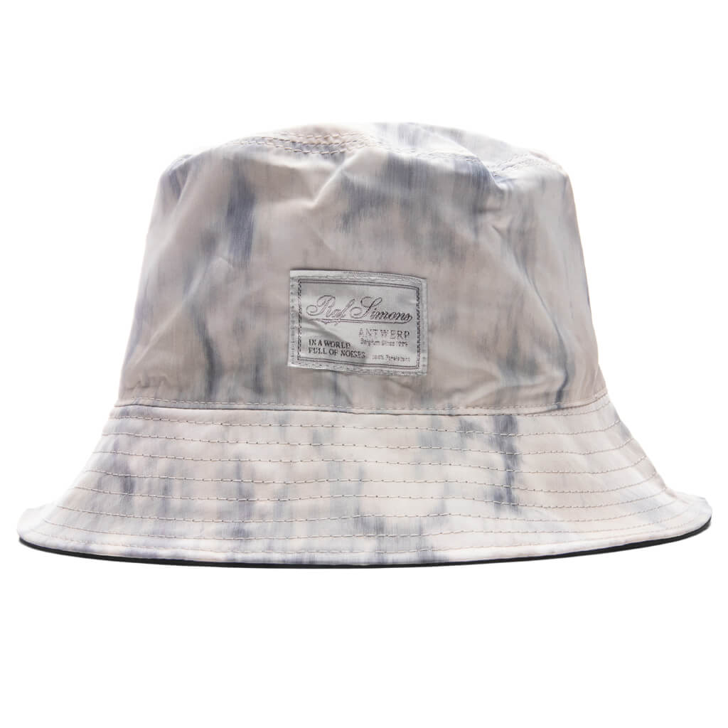 Reversible Bucket Hat with Woven Label - Light Grey/Grey Blue