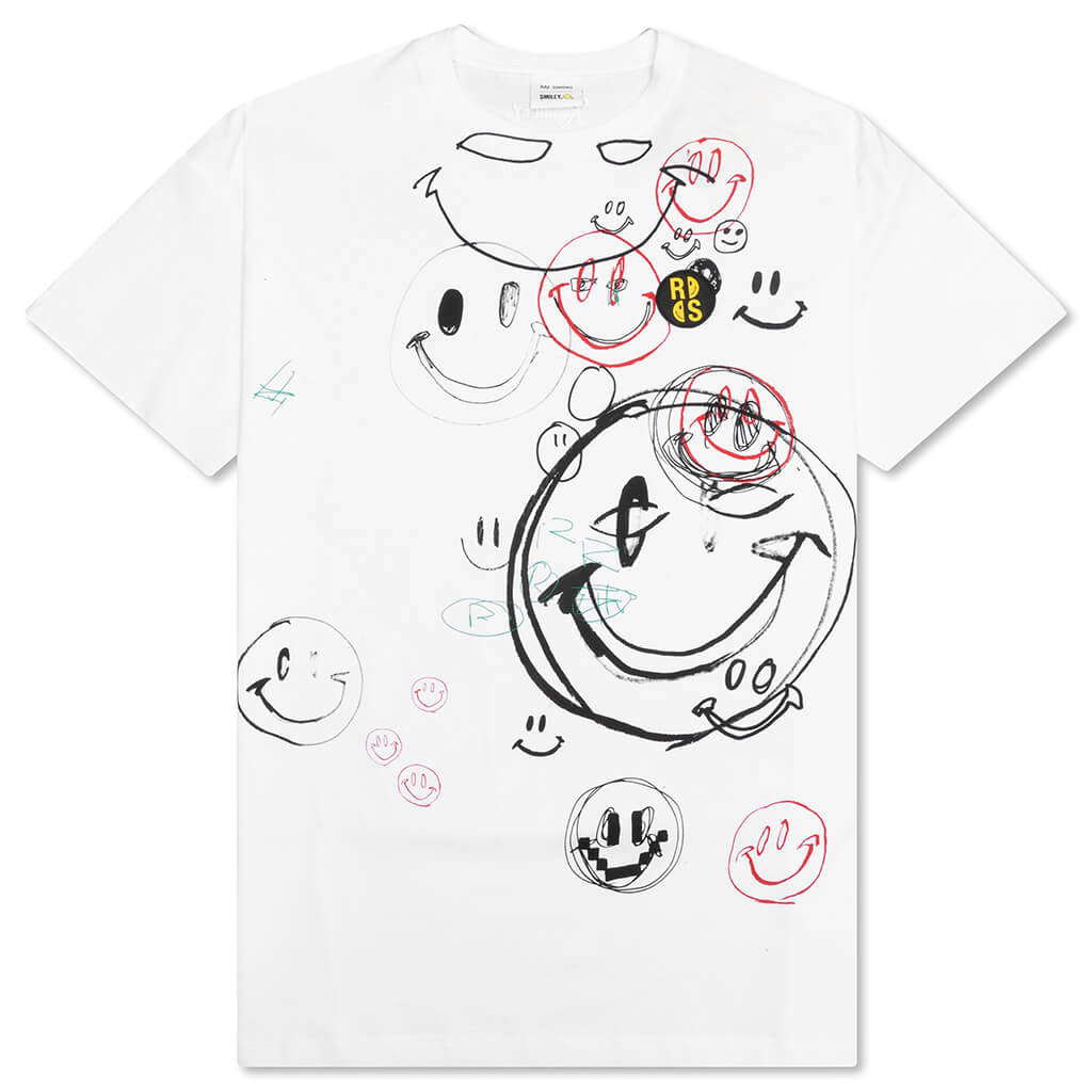 Student Drawing Print Big Fit T-Shirt - White