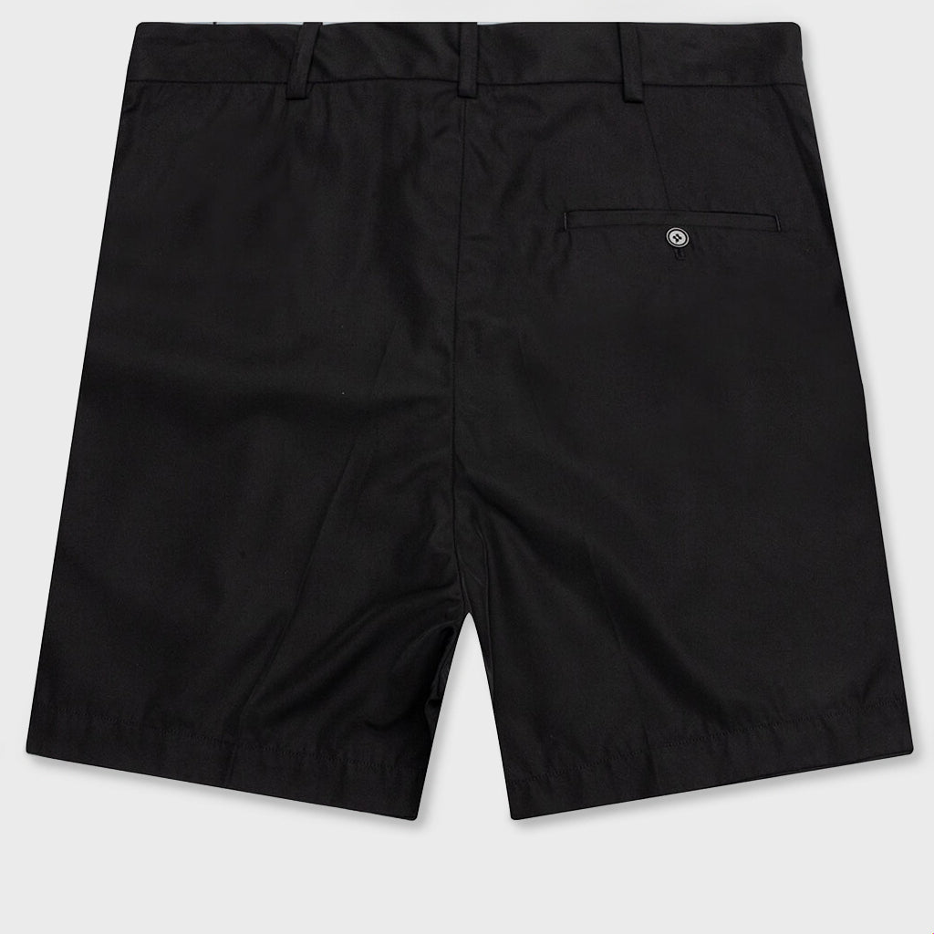 Wide Fit Mini Shorts with Double Pleats - Black