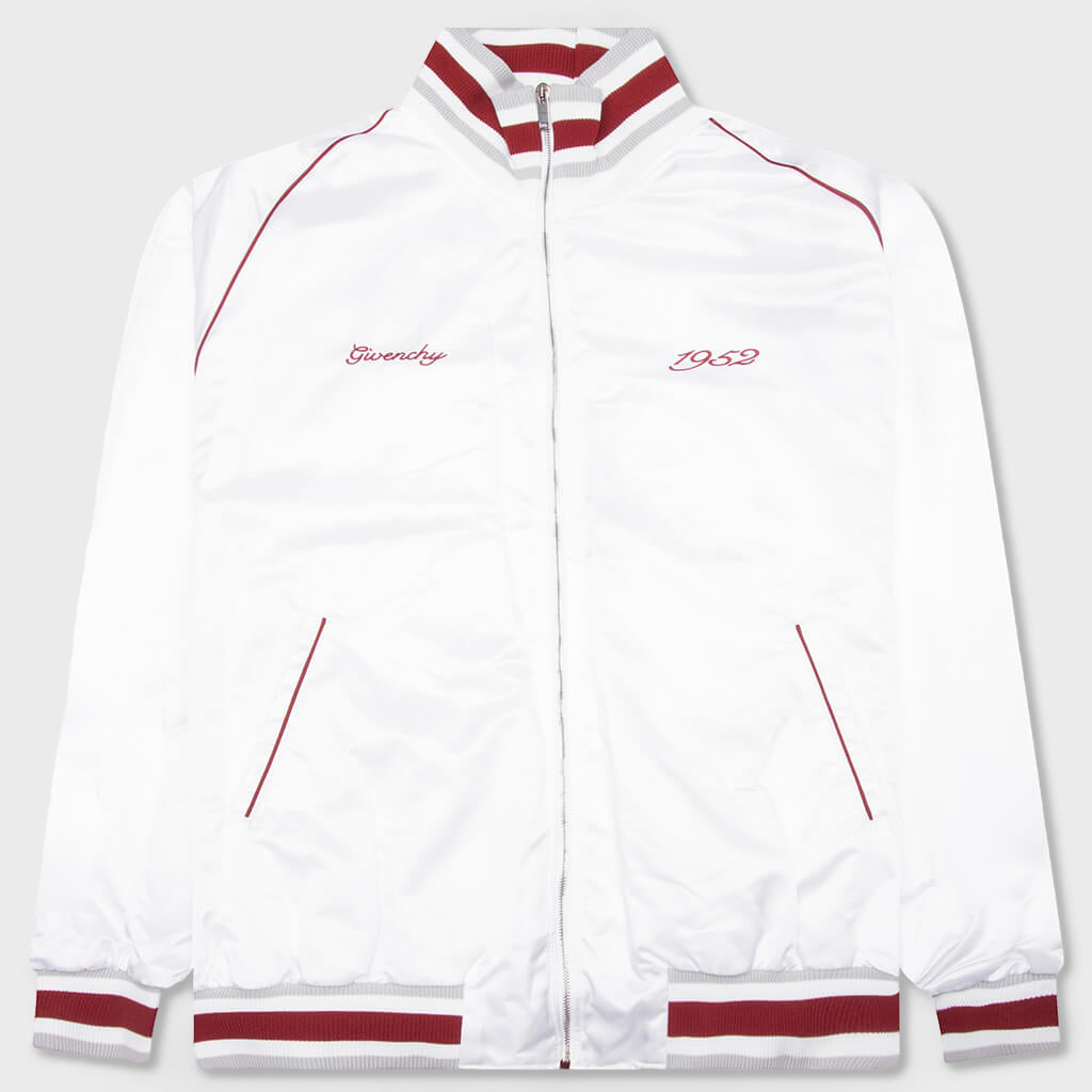 1952 Shiny Raglan Bomber Jacket - White