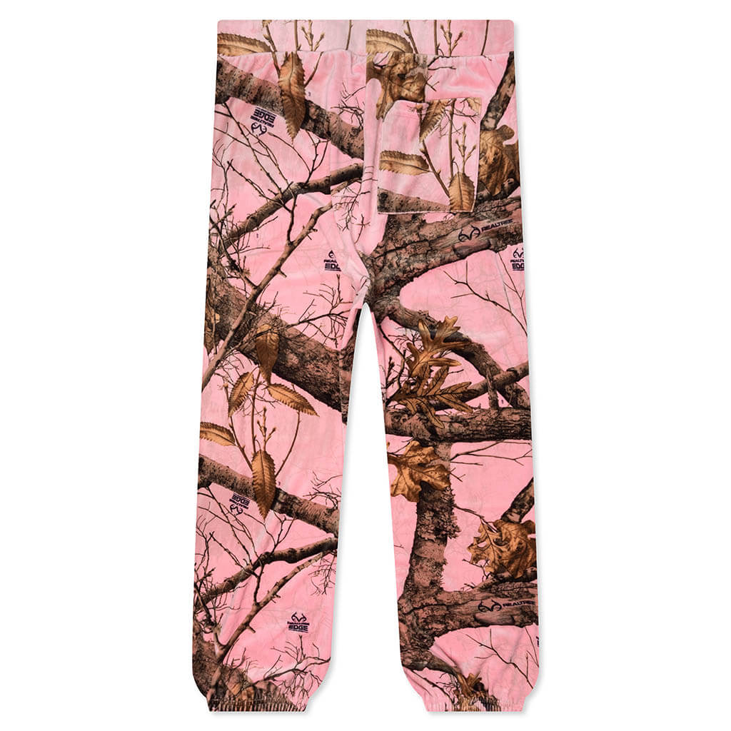 Realtree Velour Track Pants - Pink Edge